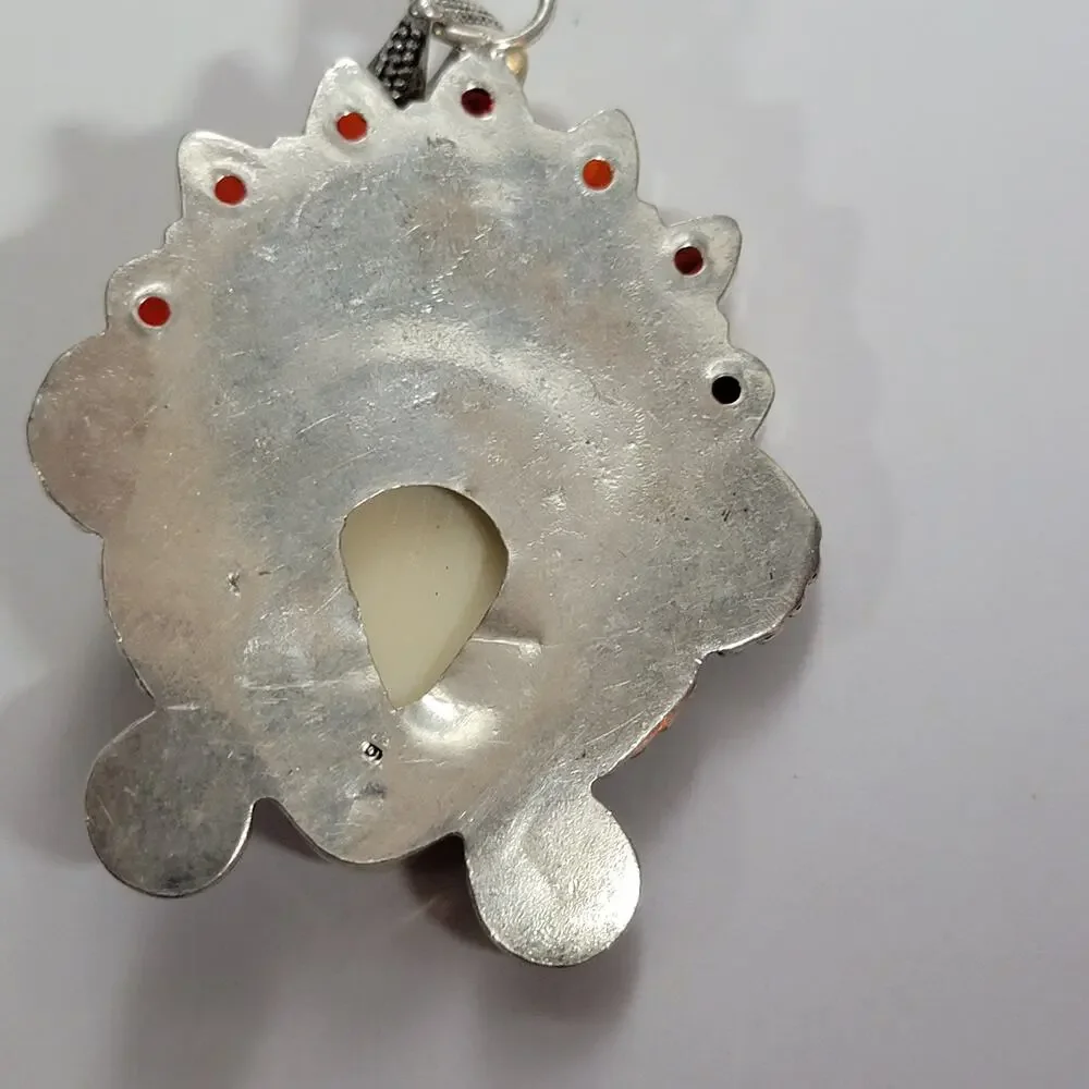 Goddess Pendant Carved Face Sterling Silver with Garnet - Picture 8 of 10